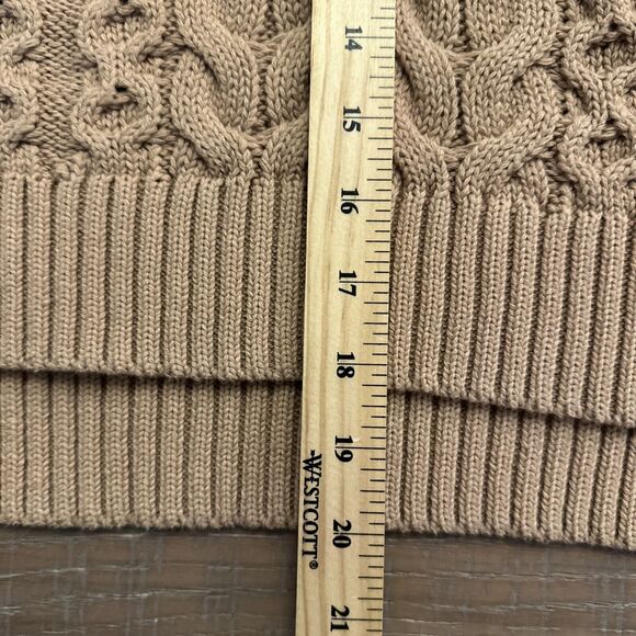 Nicole Miller Cable Knit Sweater Vest Sz L Tan Camel Preppy Academia Old Money - Picture 5 of 8